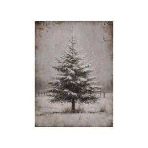 Rustic Evergreen & Christmas Unframed Canvas Wall Art  16" X 20"
